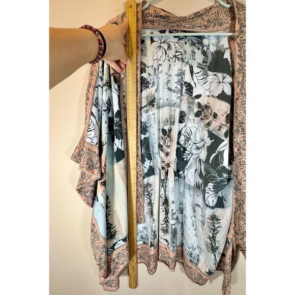 Tolani Collection Multi Pattern Block Print Floral Draping Kimono Women's Small - Picture 7 of 8